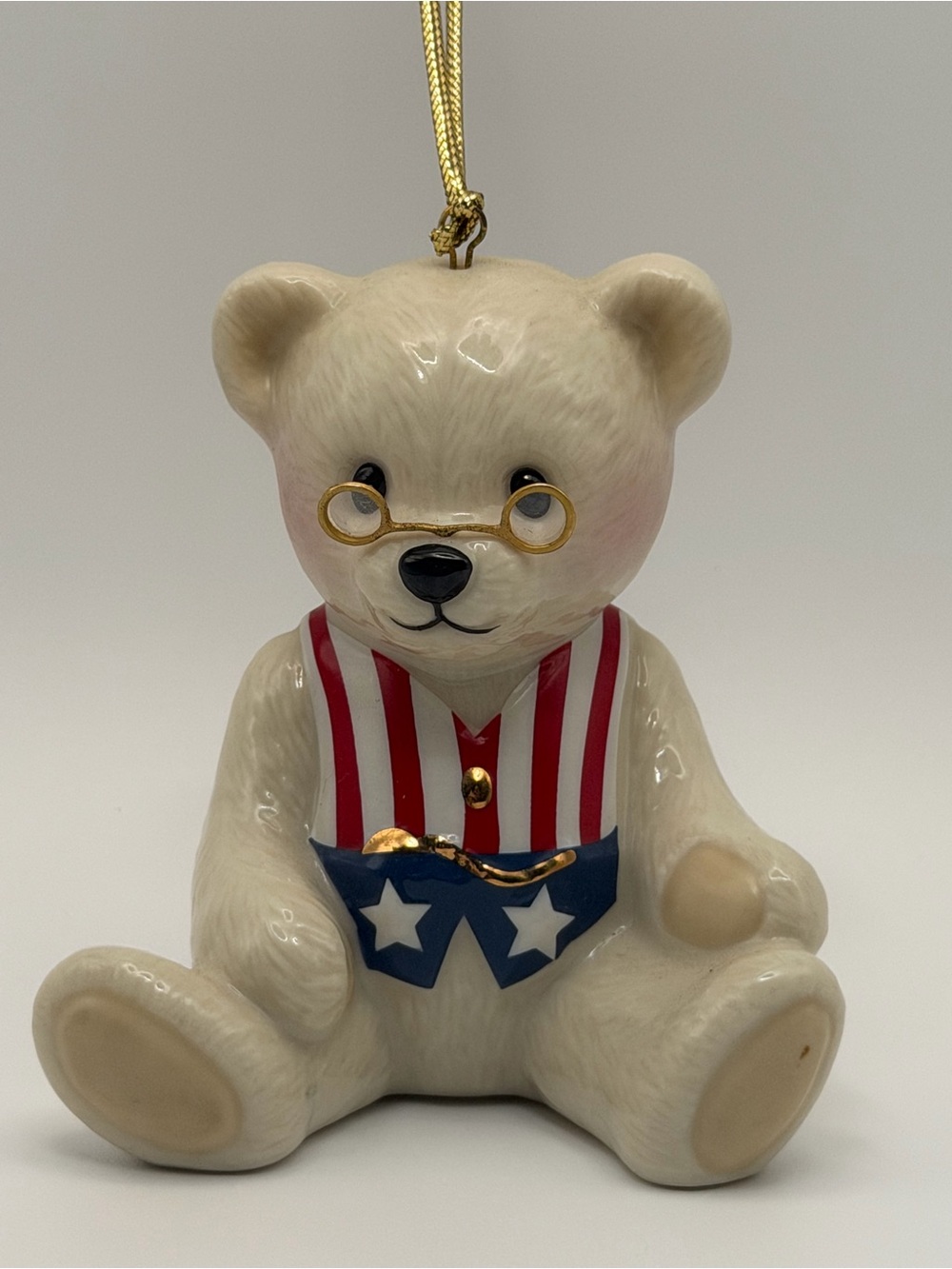 Lenox Teddy’s 100th Anniversary Bear Porcelain Ornament Patriotic 3.25"